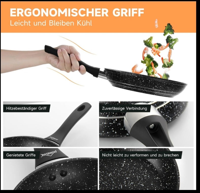 Sartenes 3 Piezas HOMELUX - Antiadherente 20cm 24cm 28cm