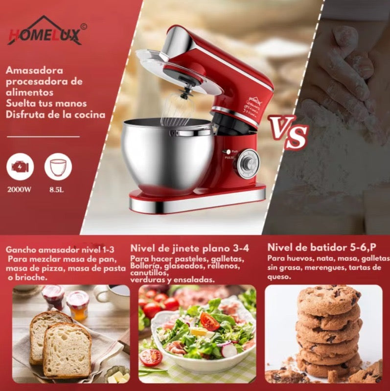 Robot Amasadora HOMELUX 5 en 1 / 8,5 litros/2000W