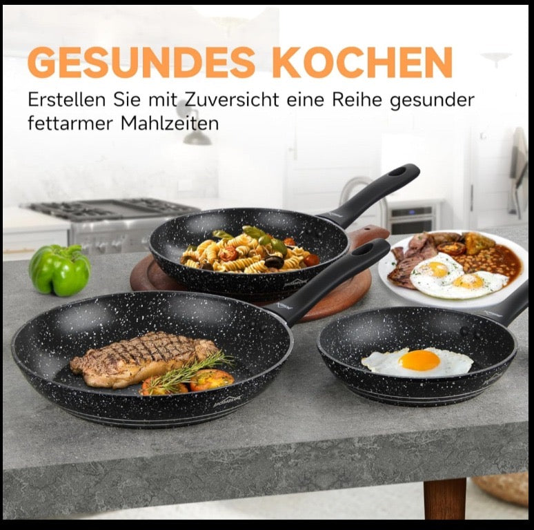 Sartenes 3 Piezas HOMELUX - Antiadherente 20cm 24cm 28cm