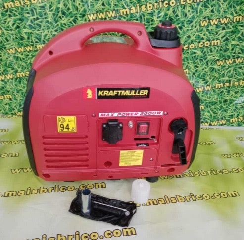 Generador Portátil KRAFTMULLER 1800W/2000W Gasolina - Bajo Consumo con Repuestos