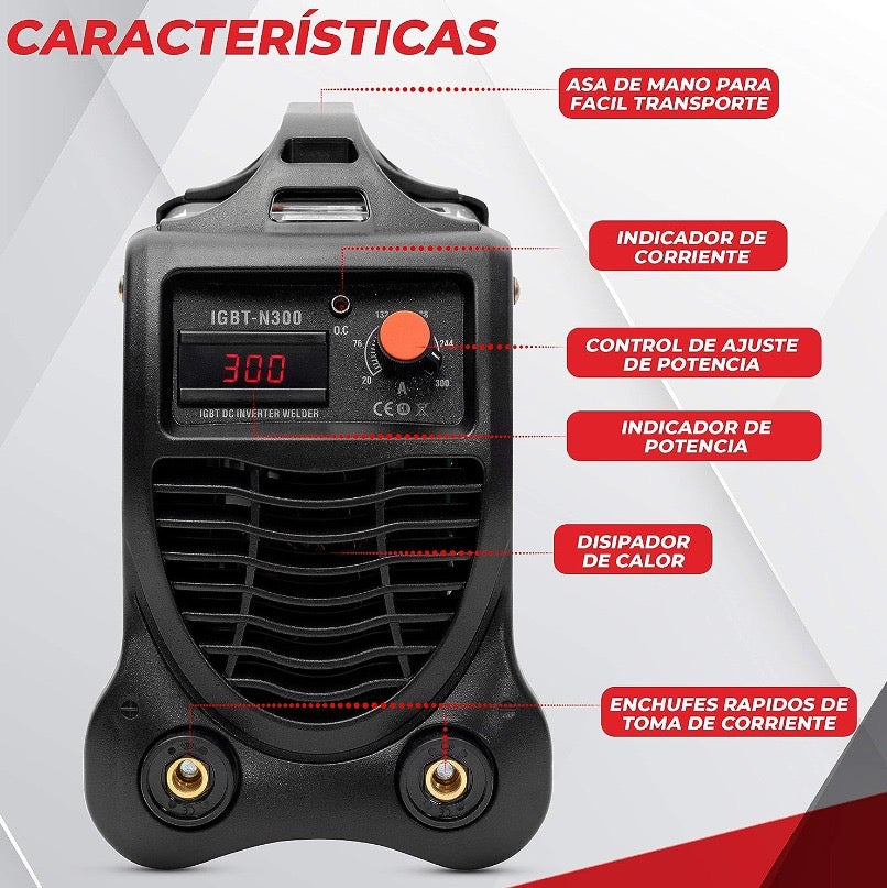 Soldador Inverter IGBT N300 - Máquina de Soldar Portátil 300A HD