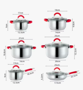 Batería de Cocina SWISS LINE 12 Piezas - Acero Inoxidable Premium