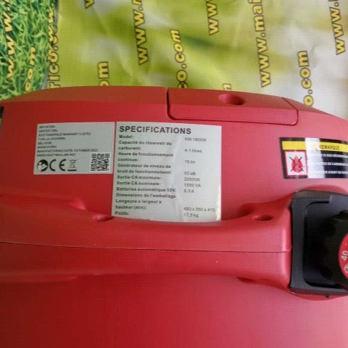 Generador Portátil KRAFTMULLER 1800W/2000W Gasolina - Bajo Consumo con Repuestos