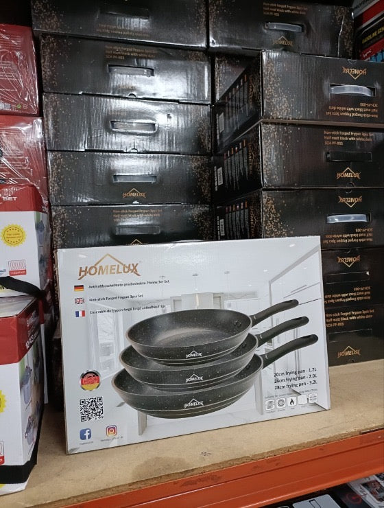 Sartenes 3 Piezas HOMELUX - Antiadherente 20cm 24cm 28cm