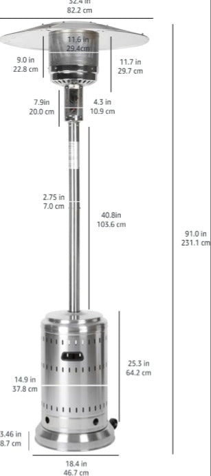 Estufa de Gas Exterior Tipo Seta 13 kW - Pago Contra Reembolso TIPSA
