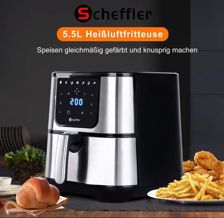 Freidora Sin Aceite 1800W - Air Fryer 5.5L con 7 Programas
