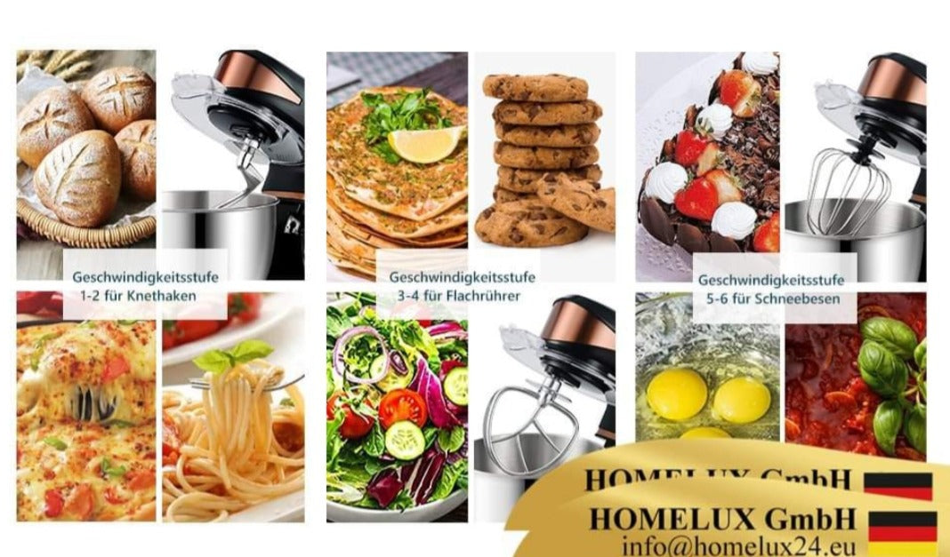 Amasadora HOMELUX 5 Litros 2000W - Amasa, Bate, Mezcla