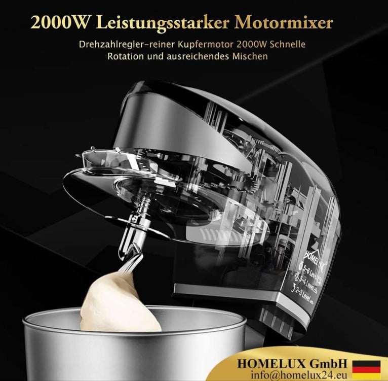 Amasadora HOMELUX 5 Litros 2000W - Amasa, Bate, Mezcla