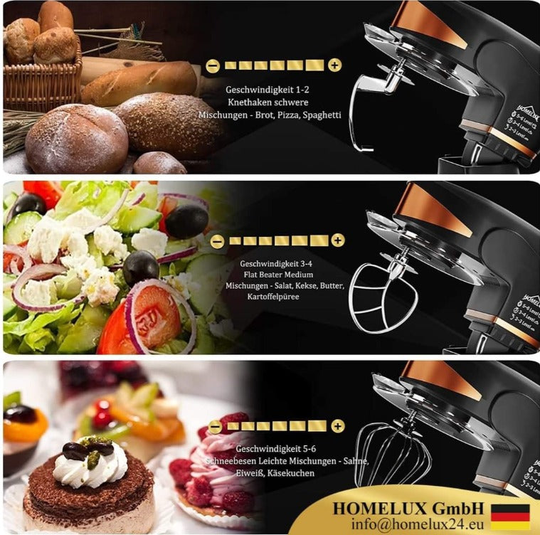 Amasadora HOMELUX 5 Litros 2000W - Amasa, Bate, Mezcla