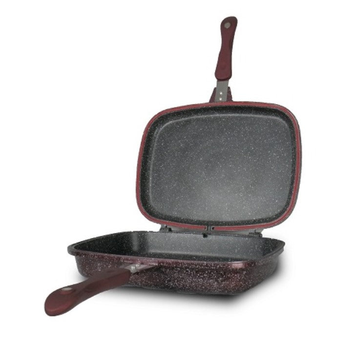 Asadora Grill Doble Cara - Antiadherente Tipo Piedra con Sellado