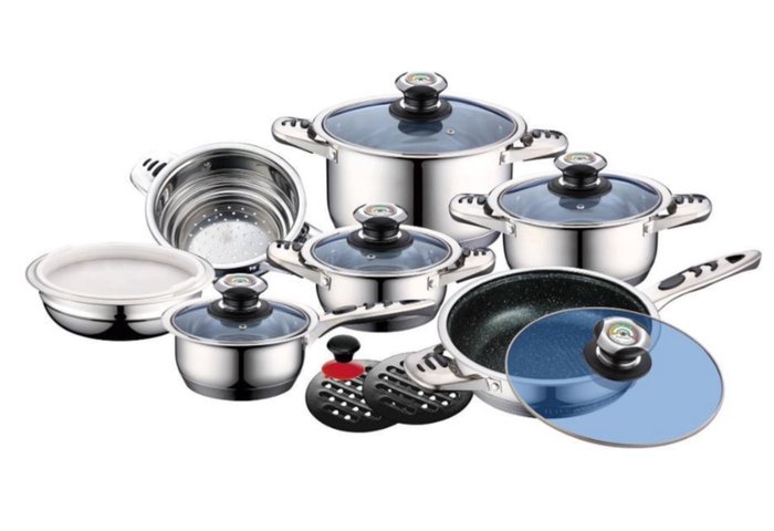 Batería de Cocina Royal Swiss 16 Piezas - Acero Inoxidable 18/10
