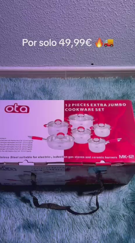 Batería de Cocina SWISS LINE 12 Piezas - Acero Inoxidable Premium